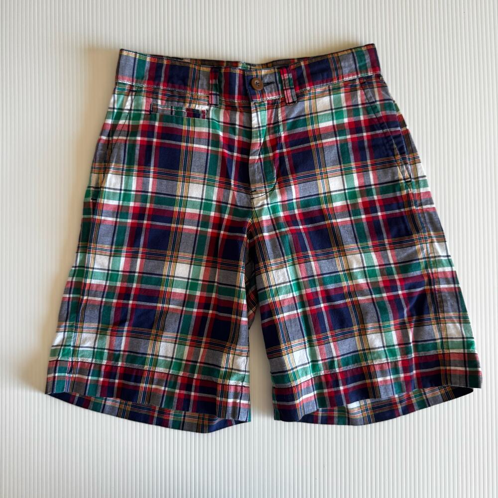Polo Ralph Lauren Boys 8 Madras Plaid Cotton Shorts Navy Red Green Preppy Summer - Picture 12 of 12